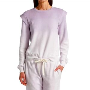 MONROW Purple Ombre Wash Ruffle-Shoulder Sweatshirt | Size S